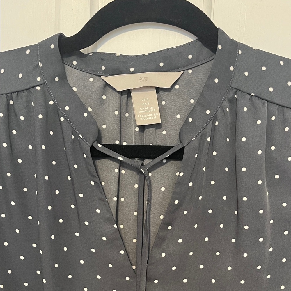 H&M Charcoal Dress with White Polka Dots, Size 6